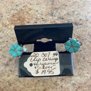 Vintage clip earrings turquoise and silver